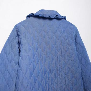 DENIM TIE FRONT BOW OVERSIZED QUILTED JACKET