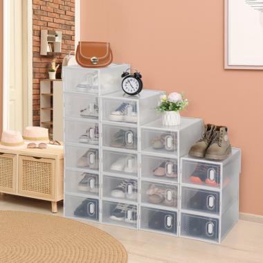 Shoe Storage Boxes 18 Pack Clear Plastic Stackable