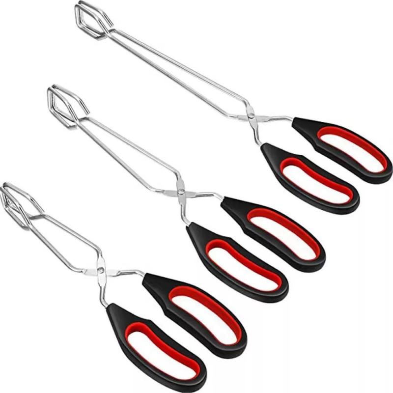 3PCS Stainless Steel Barbecue Grilling Tongs Extra Long Scissor Tongs