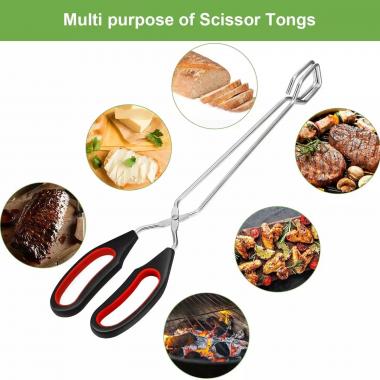 3PCS Stainless Steel Barbecue Grilling Tongs Extra Long Scissor Tongs