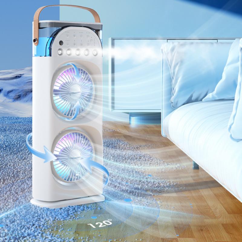 Double Head Powerful Electric Fan With Five Holes Spray