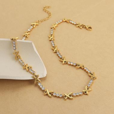 Versatile High-end X-shaped Diamond Studded Titanium Steel Necklace
