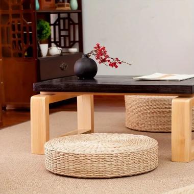 Japanese Style Straw Flat Seat Cushion Eco-Friendly Breathable