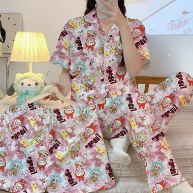 Labubu Inspirfed Circus Printed Pajamas 3-Piece Home Clothes Set
