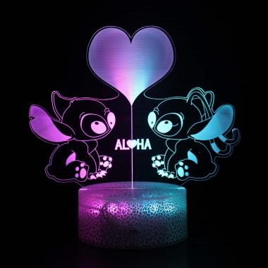 Stitch 3D Night Light Colors Changing Remote Cracked Base Led Lamp
