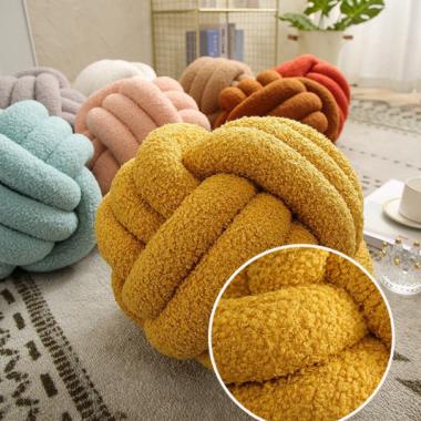 Handmade Soft Home Decorative Round  Knotted Plush Pillow