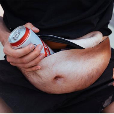 Creative And Funny Big Belly PU Leather Waist Bag