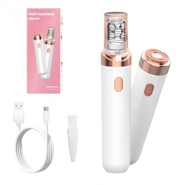 Rechargeable Hair Removal Device With 2 Replacement Heads And LED Light