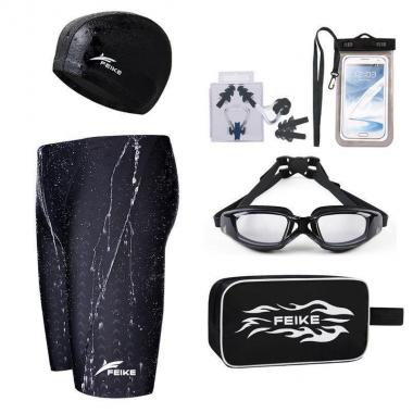Men's Quick Drying Swim Trunks And Six Piece Swimming Equipment Set