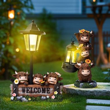 Dog Garden Statues with Solar Lantern Outdoor Decor-Dog Solar Figurines Lights