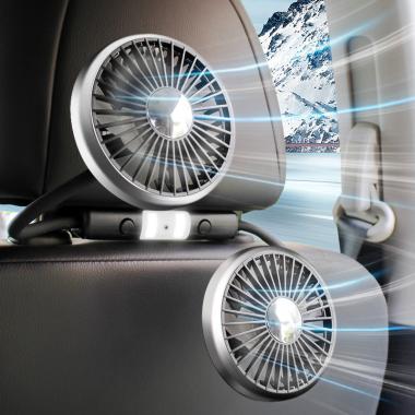 Dual Rear Seat USB Car Fan With Independent Control Of The Head