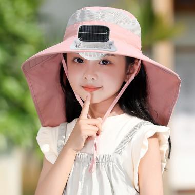 Rechargeable Neck Protection Shawl Hat With Solar Fan For Children