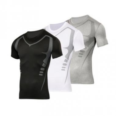 3-Piece Men's High Elasticity Quick Drying Short Sleeved T-shirt Fitness Suit