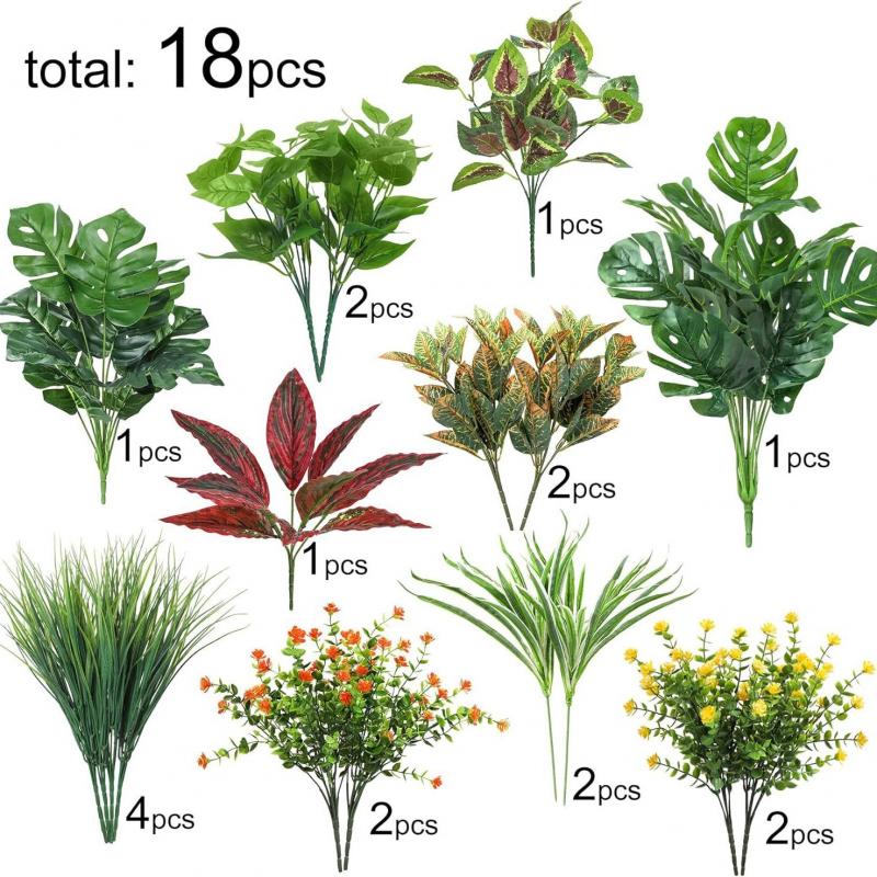 18 Piece Combination Simulation Green Plant Set For Home And Outdoor Decoration