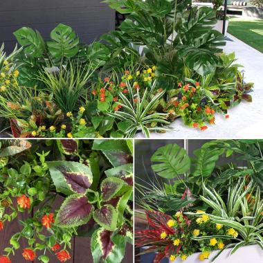 18 Piece Combination Simulation Green Plant Set For Home And Outdoor Decoration