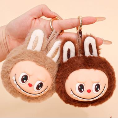 Labubu Macaron Colored Plush Toy Pendant Keychain