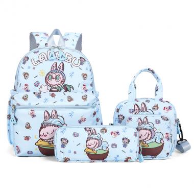Labubu Cartoon Printed Four Piece Set Backpack Crossbody Bag Pencil Case