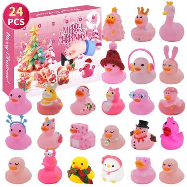 Christmas Advent Calendar With 24 Pink Rubber Ducks