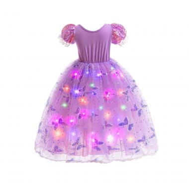 Girl Princess Butterfly Sparkling Dress With Full Set of Accessories