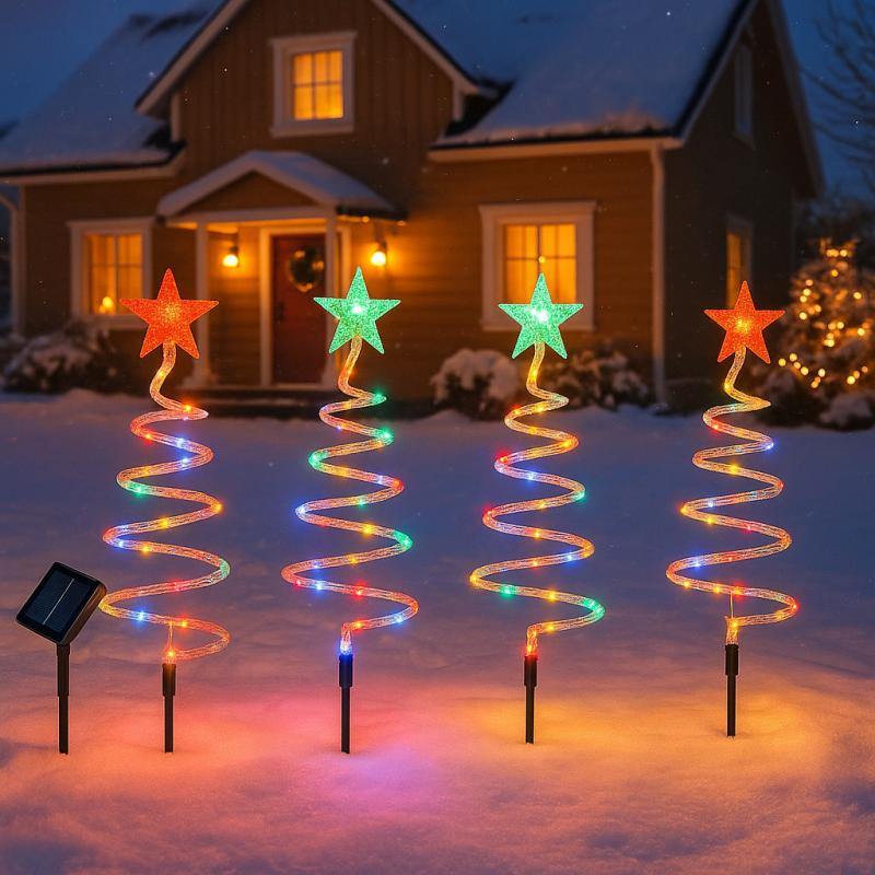 LED Pentagram Spiral Christmas Tree Ground Mounted Light Set