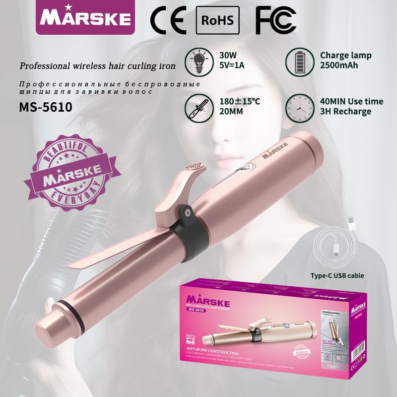 USB Rechargeable Portable Ceramic Wireless Curling Iron