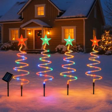 LED Pentagram Spiral Christmas Tree Ground Mounted Light Set