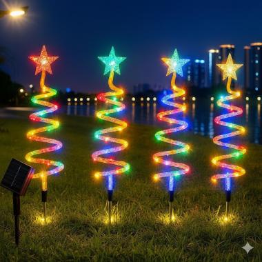 LED Pentagram Spiral Christmas Tree Ground Mounted Light Set