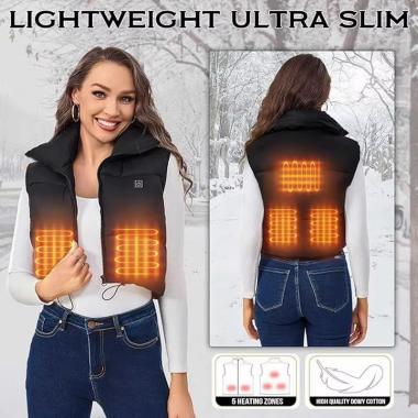 Women's Short USB Charging Smart Heating Warm Vest Jacket