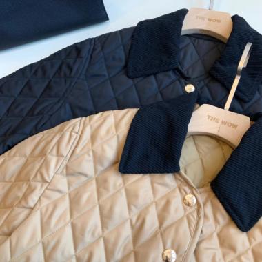 Quilted Collar Metal Snap Clip Cotton Warm Jacket