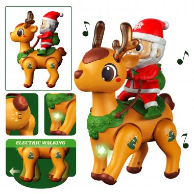 Santa Claus And Reindeer Electric Lights Music Gift Toys