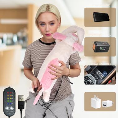 USB Heating Big Ear Dog Plush Doll Pillow