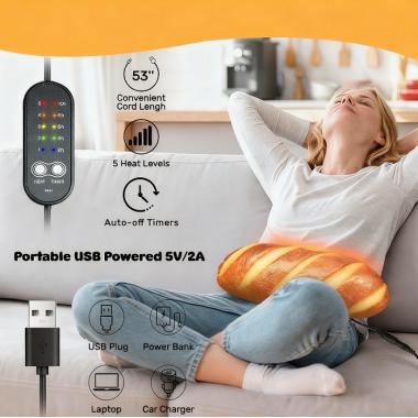 USB Heating Bread Shaped Doll Pillow