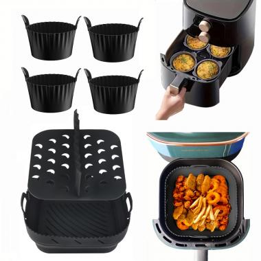 Square Folding Silicone Air Fryer Barbecue Plate Mold Set