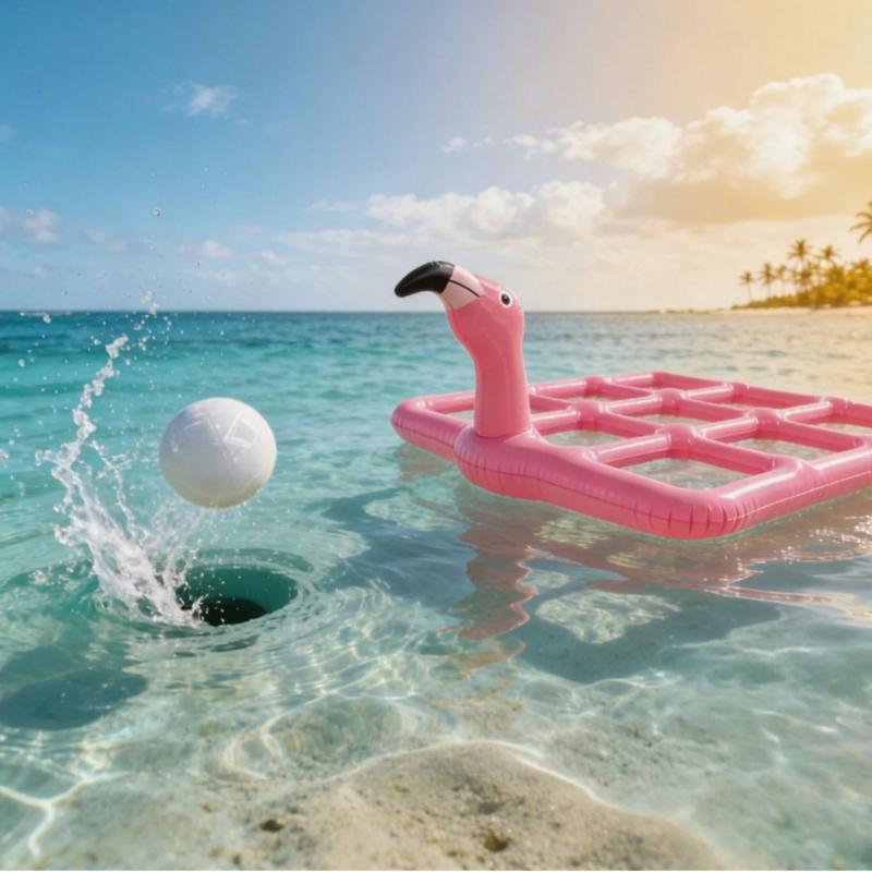 PVC Inflatable Flamingo Throwing Ball Pool Game Set