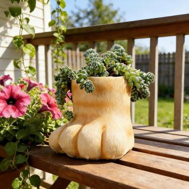 Cute Cat Claw Succulent Resin Flower Pot With Drainage