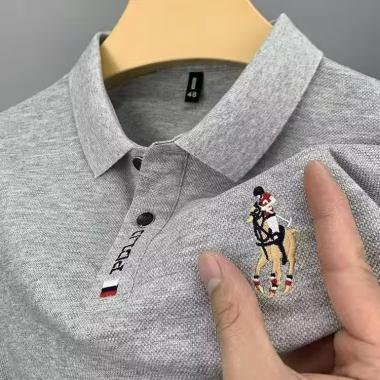 Summer Men's Embroidered Short Sleeved Lapel Polo Shirt