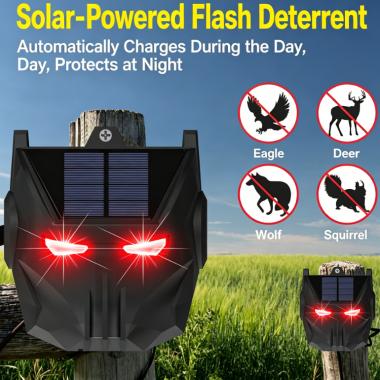 Solar Powered Red Flashing Outdoor Animal Driving Warning Light