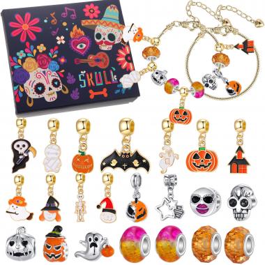 Halloween Skeleton Bead Pendant Bracelet Blind Box
