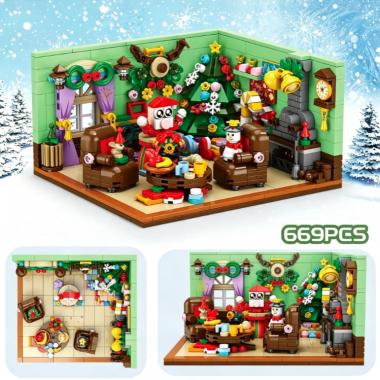 Christmas Tree Santa Claus Train Model Building Block
