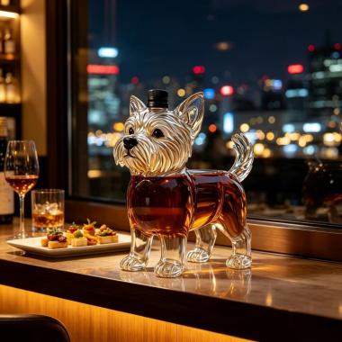 Yorkshire Terrier Dog Shaped Whiskey Decanter 