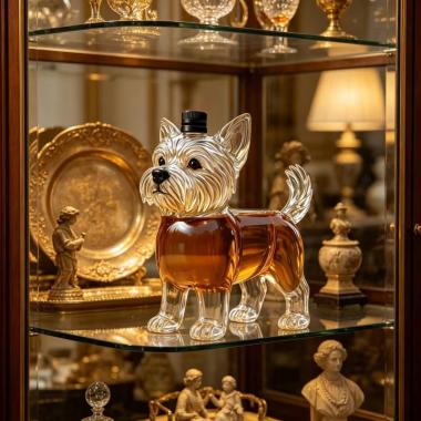 Yorkshire Terrier Dog Shaped Whiskey Decanter 