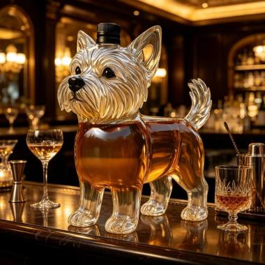 Yorkshire Terrier Dog Shaped Whiskey Decanter 